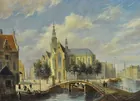 Fine Painting of Cathedral & Bridge