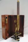 Vintage Brass Microscope in Case