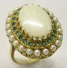 14K Lady's Opal Ring w/Emeralds, Pearls