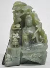 Lg., Carved, Sgd. Jade Figure w/Buddha