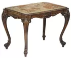 Sm. Antq. Carved Needlepoint Bench