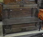 Cvd. Dk. Oak High-back Storage Bench