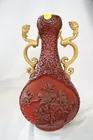 Oriental Carved Cinnabar Vase