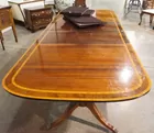 Double Pedestal Dining Rm Table w/ Two Leaves