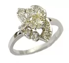 14K Antq. Euro-cut Center Diamond Ring