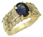 18K Ring w/Diamonds & Sapphires