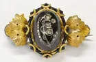 Gold Victorian Pin w/Onyx & Diamonds