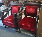 2 Antq. Chairs w/Carved Lion's Heads