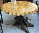 Unusual 52-in. Diam. Tree Slices Table