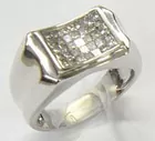 14K White Gold Men's Ring w/Diamonds