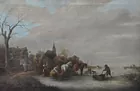 Oil on Canvas, Horses on Winter Lake