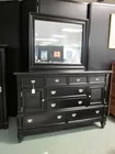 Contemporary Dresser w/ Attached Beveled Mirror