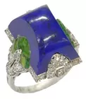 Art Deco Lapis & Diamond Ring
