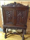 Walnut Handcarved Blind China Cabinet