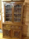 Walnut Leaded Glass Bookcase Desk