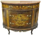 Inlaid Demilune Marble-Top Cabt.