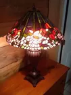 Lamp with Leaded Glass Shade