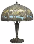 Antq. Gold & Blue Panel Glass Lamp