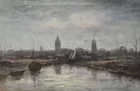 Painting of Boats & City, L. Stepano
