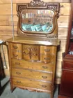 Super Large Oak Highboy w/hat box