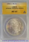 1886 Morgan Dollar MS-63 STRUCK THROUGH DEBRIS 