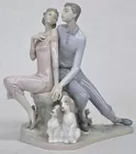 13-in Tall Lladro, Boy & Girl w/Dogs