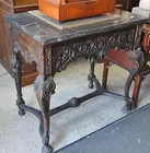 Antq. Carved Table w/Marble Top