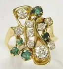 14K Ring w/Diamonds and Emeralds