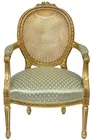 2 Gold-Gilded Cane-Back Fr. Armchairs