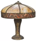 Unusual Antq. Slag Glass Table Lamp, As Is