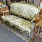 Fr.-style Gold-gilded Ornate Sofa
