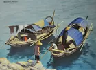 Painting of Asian Boats by David Cheng