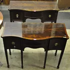 Baker Curved-Front Mahog. Console Tbl.