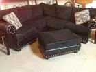 Black Modern Corner Couch w/Ottoman
