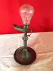 Early Pewter Fat Lamp w/Original Glass