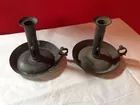 Early Pewter Push-Up Candlesticks