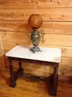 Victorian Oil Lamp and Marble Top Table