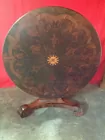 Incredible Walnut Inlay Tilt Top Table