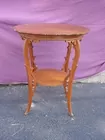 Carved Oak 2 Tier Accent Table