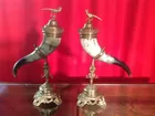 Rare Pair of Ormolu Drinking Horns