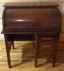 Small Oak Roll Top Secretary Desk