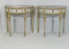 Pair of Louis XVI Style Painted Demi-Lune Consoles