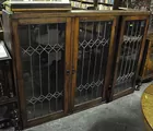 Antq. Bookcase w/Leaded Glass Doors