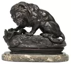 Barye Bronze, Lion on Marble Base