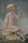 Unsgd. Oil on Board, Girl with Dandelion