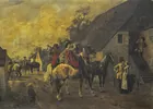 Pntg. sgd. H. Breling, START FOR THE HUNT