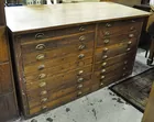 Lg. Oak 18-drawer Blueprint Cabinet