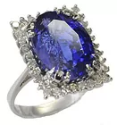 18K 18.56 Ct Tanzanite, 1 Cttw Diamond Ring