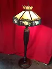 Large Filigree Slag Glass Floor Lamp