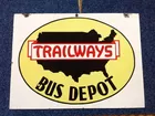 2 Sided Porcelain Trailways Bus Sign